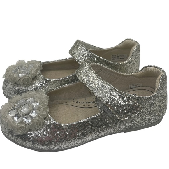 Pediped slip on glitter & flower maryjane shoes w/adjustable strap size 30 - Picture 1 of 5